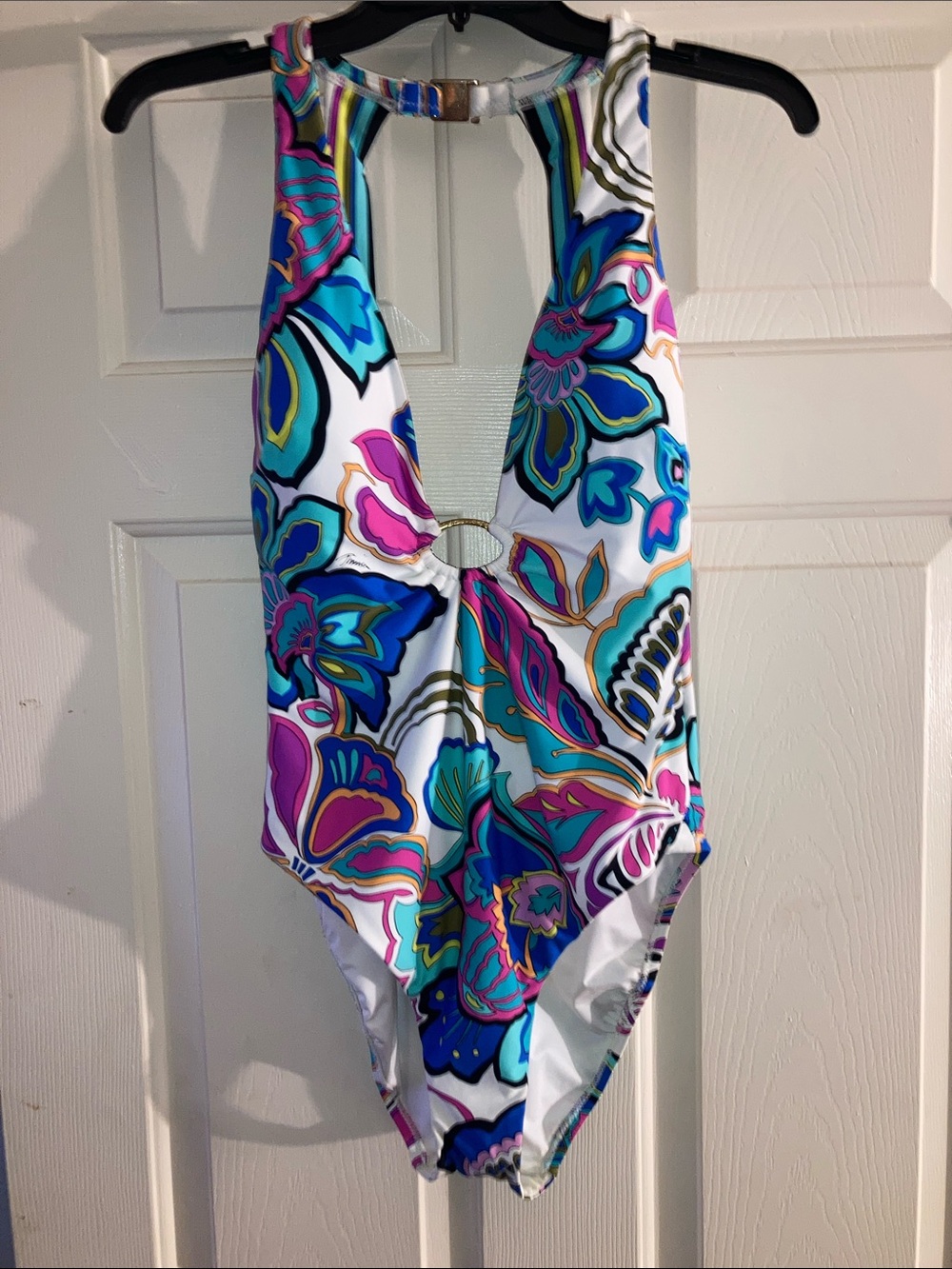 Trina Turk White One-Piece Swimsuit with Multicolor Floral Print